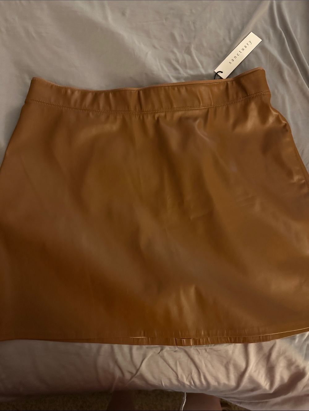 Sanctuary Faux Leather Mini Skirt - Cognac Brown